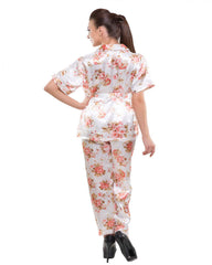Eva Paris-2 Pes Set Full Pajam With Cream+Print Night Suit-K75-3352