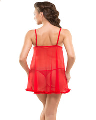 Eva Paris-2 Pes Set Fancy Baby Doll Red Night Wear-K75-3362