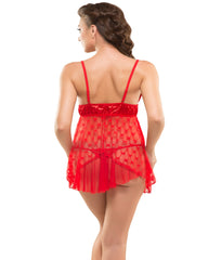 Eva Paris-2 Pes Set Fancy Baby Doll Red Night Wear-K75-3364
