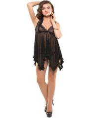 Eva Paris-2 Pes Set Fancy Baby Doll Holter Black Night Wear-K75-3372