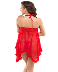 Eva Paris-2 Pes Set Fancy Baby Doll Holter Red Night Wear-K75-3372