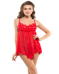 Eva Paris-3 Pes Set Fancy Baby Doll Red Night Wear-K75-3375