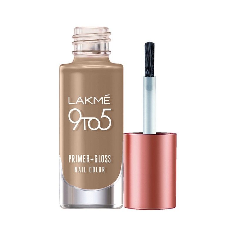 Lakme 9 To 5 Primer + Gloss Nail Colour - Brown Sandcastle 6ml