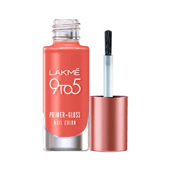 LAKMÉ 9to5 Primer + Gloss Nail Colour, Caribbean Coral, 6 ml