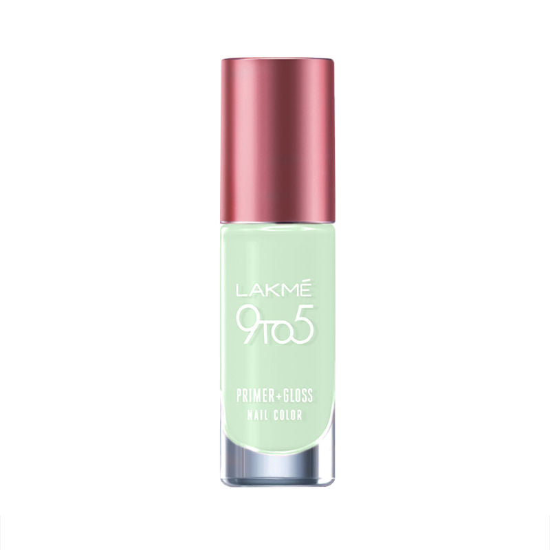 Lakme 9 To 5 Primer + Gloss Nail Color - Minty Green - 6ml