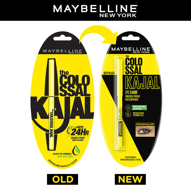 Maybelline New York Smudge Proof Colossal Kajal with Aloe Vera- Deep Black