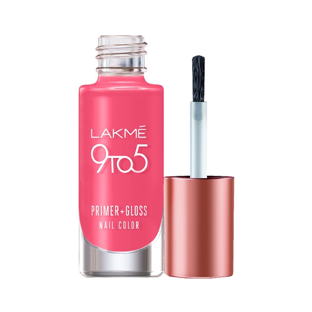 Lakme 9 To 5 Primer + Gloss Nail Colour - Pink Flash 6ml
