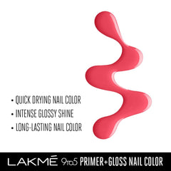 Lakme 9 To 5 Primer + Gloss Nail Colour - Pink Flash 6ml